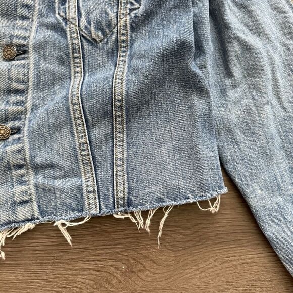 VTG Levis Big E Trucker Jacket 70505-0217 #52 Stamp Button 40 Distressed Raw Hem - Picture 4 of 11